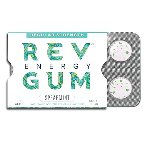 REV Sugar Free Caffeine Energy Spearmint Gum| 12 Pack